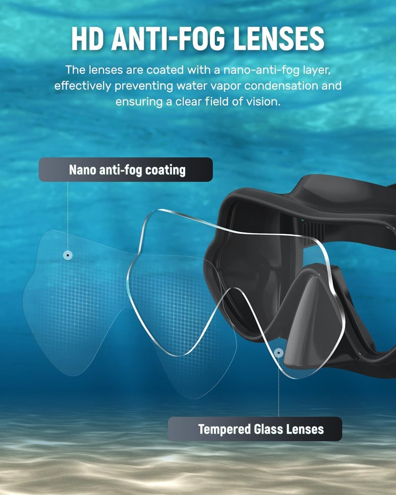W WSTOO WSTOO Frameless Swim Goggles with Nose Cover for Adults, Panoramic Anti-Glare & Anti-Fog Tempered Glass Lenses, and Perfect Seal Food-Grade Silicone Skirt, Suitable for Snorkelling and Diving - Image 2